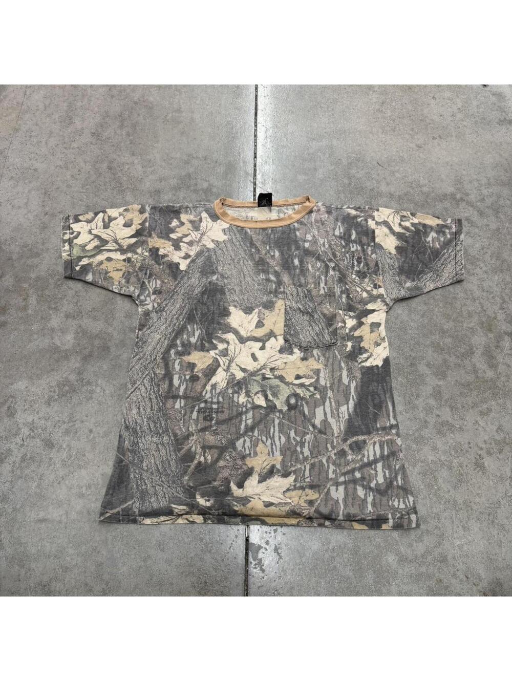 vintage real tree camo made in usa all over print pocket shirt size medium